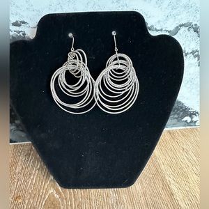 Silver Round Statement Earrings
